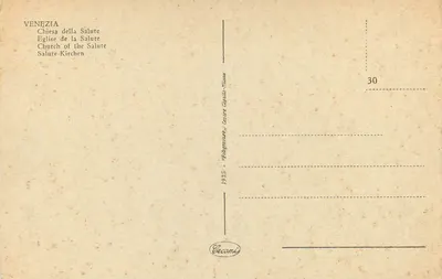 Wenecja — Kościół Salute — wydawca Cecamis, n°30 — Rewers