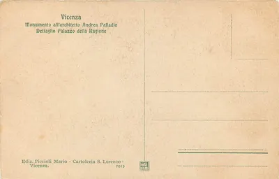Wicenza — Pomnik architekta Andrea Palladio — Wydawca Piccioli Mario — Rewers