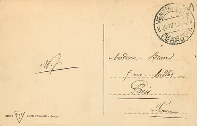 Ventimiglia — Skarpa ku granicy — wydawca Bianco & Pancaldi, Genua — Rewers