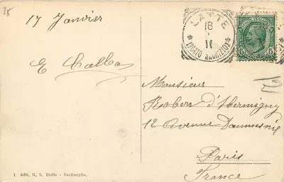 Ventimiglia - Allgemeine Ansicht. — Verlag G. L. Riello, n°1 — Rückseite