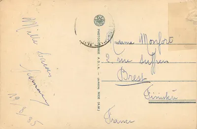 Veduta di Mentone — vue panoramique depuis l'Hôtel Miramar — éditeur Photocromie A.D.I.A. (Grimaldi-Ventimiglia) — Verso