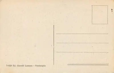Ventimiglia - Mentone vista da Fronteira Italiana — Ed. Giavelli Lorenzo, n°7-6324 — Verso