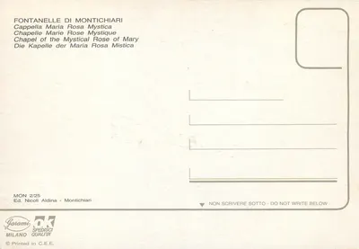 Fontanelle di Montichiari — Capela da Rosa Mística — Ed. Nicolò Aldina — Verso