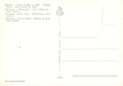 Passo Pordoi — Col de Pordoi — Gruppo Sella — Édition Cortina 49/35 — Rewers