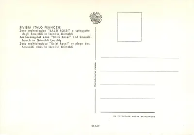 Balzi Rossi — praia e área arqueológica — Royalfoto Milano n°36749 — Verso