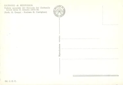Sacrario di Redipuglia — Vista general del sacrario de los Cien Mil — Ed. C.O.C. — Reverso