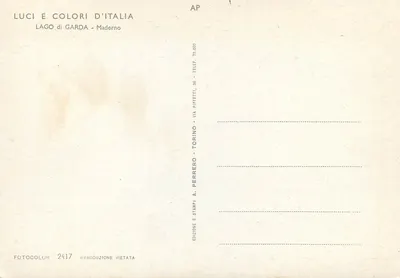 Lago di Garda - Maderno — widok z Palace Hotel i łodzi — wydawca Luci e Colori d'Italia, nr 2417 — Rewers