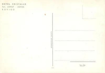 Hotel Cristallo — Rovigo — editor Figlio Elfe, n° 766/16 — Verso