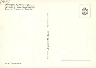 Lago di Como — Tremezzina — Brunner & C., Como n° 110-032-a — Rewers