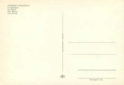 Praia de Mondello — Palermo — editor Tecnogral n° 466 — Verso