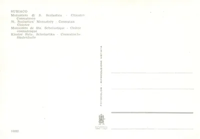 Subiaco — Mosteiro de S. Scolastica — Chiostro — ALTEROCCA — Verso