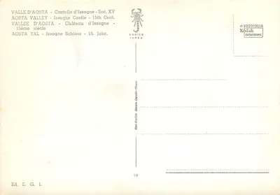 Castillo de Issogne — Valle de Aosta — siglo XV — Ed. E. G. I. — Reverso
