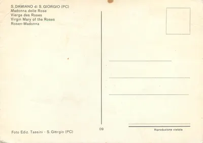 S. Damiano di S. Giorgio — Madonna delle Rose — Foto Ediz. Tassini - S. Giorgio (PC) nr 09 — Rewers