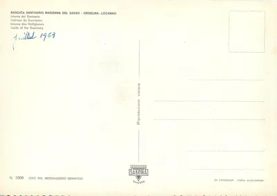 Wnętrze świątyni — Bazylika Santuario Madonna del Sasso - Orselina - Locarno — wydawnictwo Sabrina — Rewers