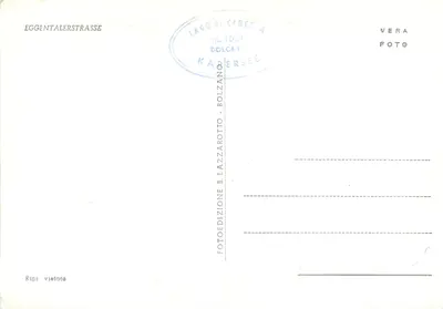 Strada Val d'Ega — łukowy most nad kanionem — wydawca B. Lazzarotto, Bolzano — Rewers
