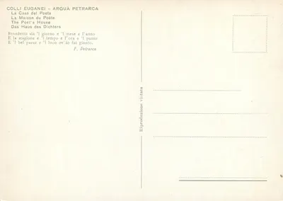 Arquà Petrarca — A Casa do Poeta — Éditions des Collis Euganei — Verso