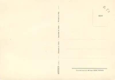 Snowy mountain castle — publisher FotoBalzarini-Milano, series 303/4 — Back
