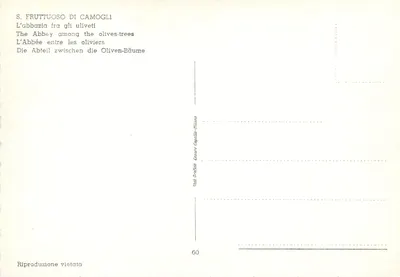 S. FRUTTUOSO DI CAMOGLI — A abadia entre os olivais — série 60, editor Capitello-Milano — Verso
