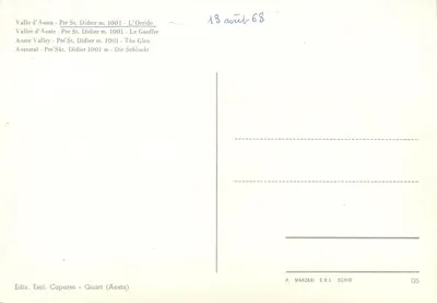 Valle d'Aosta - Pré St. Didier m. 1001 - L'Orrido — P. Marzari S.R.L. Schio n°135 — Verso