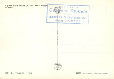 Capanna Monte Spinale — góra Brenta — Wyd. Franceschi - Fiavè — Rewers