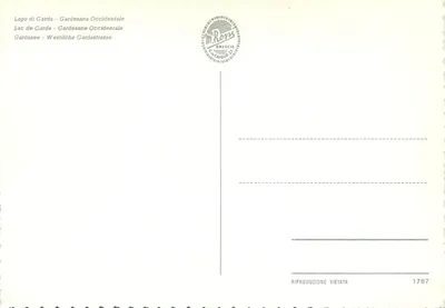 Jezioro Garda — Gardesana Occidentale — widok tunelu drogowego — M. Rossa, Brescia, n° 1767 — Rewers