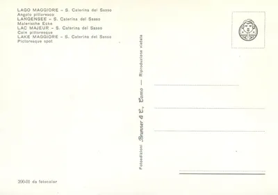 Lago Maggiore — S. Caterina del Sasso — Brunner & C., Como — Verso