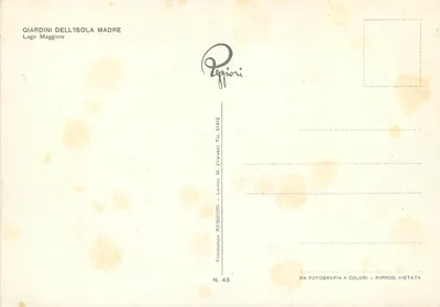 Ornamentalny portal — Ogrody Île Mère — Laveno M. (Varèse) nr 43 — Rewers