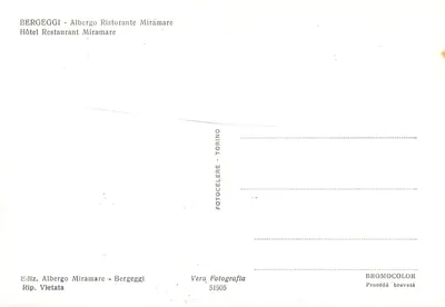 Bergeggi - Hôtel Restaurant Miramare — wydawca Albergo Miramare, seria 51905 — Rewers