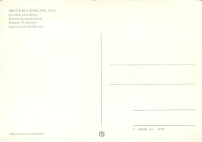 Grotte di Castellana — Stalattiti eccentriche — Edizione del Comune di Castellana — Verso