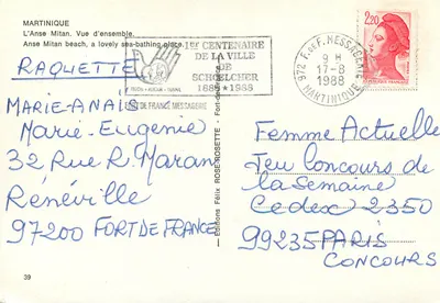 Anse Mitan — Vista geral — Edições Félix Rose-Sette, n°39 — Verso