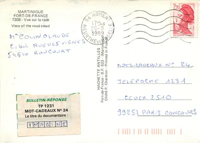 Vista da baía — Fort-de-France, Martinica — Hachette Antilles — Verso