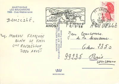 Widok portu w Anost — Martinique — wydawca IRIS — Rewers