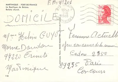 Balata - Basilica di Balata — Martinica, Edizioni Félix Rosette, n°118 — Verso