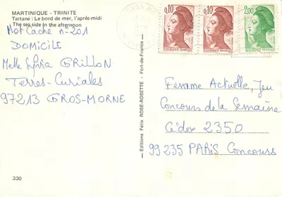 Martinique - Trinite — A beira do mar, à tarde — Éditions Rose-Rosette, n°330 — Verso