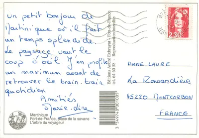 Drzewo podróżnika — Martinique, plac Savane — Éditions André Exbrayat — Rewers