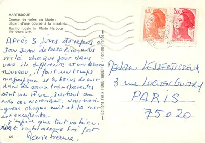 Corrida de yoles no Marin — Martinica — Éditions Félix Rose-Rosette, n°123 — Verso