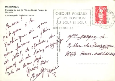 Paisagem ao sul da ilha, da Anse Figuier ao Diamante — Edições Félix Rose Postale, n°180 — Verso