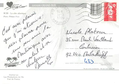 Martinique — A costa atlântica — Éditions Grand Sud, n° M.50 — Verso