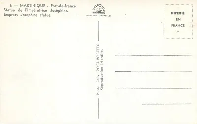 Statua Imperatorki Josefiny — Fort-de-France — Fotografia Félix ROSE-ROSETTE — Rewers