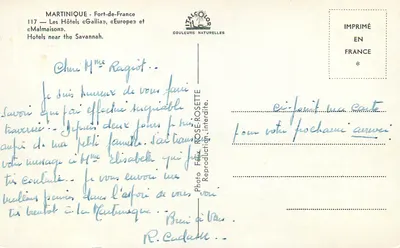 Fort-de-France — Widok hoteli « Gallia » i « Europe » — TALCOCOR — Rewers