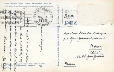 Vendedora de flores haitiana jovem — Pétion-Ville, Haiti — DEXTER PRESS, N.Y. — Verso