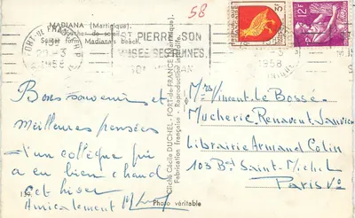 Zachód słońca w Madiana (Martinique) — reprodukcja — Cliché Cécile Duchel, n°139 — Rewers