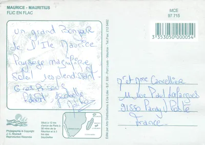 Flic en Flac — rajski plażowy — wydane przez J.C. Nourault & Cie — Rewers