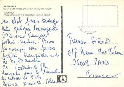 Cztery hotele z grupy Mauritius — Village Hotel Trou aux Biches, Hotel Morne Brabant, Hotel Dinarobin Pierre Desmarais, Hotel Chaland — wydawca GIM — Rewers