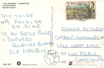 Wyspa Mauritius — Le Coin de Mire — Gunner's Quoin — wydawca C.I.E.E.M. nr MCE 202 — Rewers