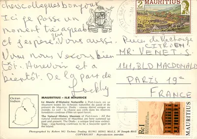 Muzeum Historii Przyrody w Port-Louis — Instytut Mauricius — wydawca Robert NG Technic Trading — Rewers