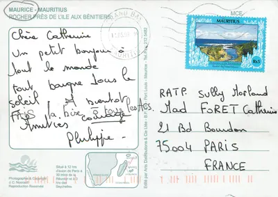 Skalista na wyspie Bénitiers — wyspa Mauritius — wydane przez Arts & Cie Ltée — Rewers