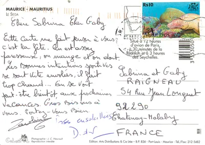Le Séga — Ilha Maurício — Edition Arts Distributions & Cie Ltée — Verso