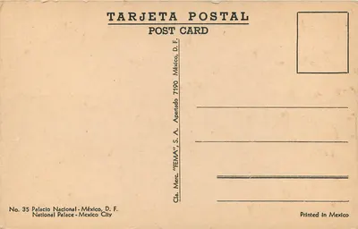 Pałac Krajowy — Miasto Meksyk — wydawca 'FEMA' nr 35 — Rewers