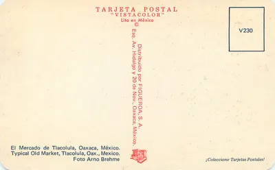Typowy rynek Tlacoluly — Oaxaca, Meksyk — V230, wydawca VISTACOLOR — Rewers